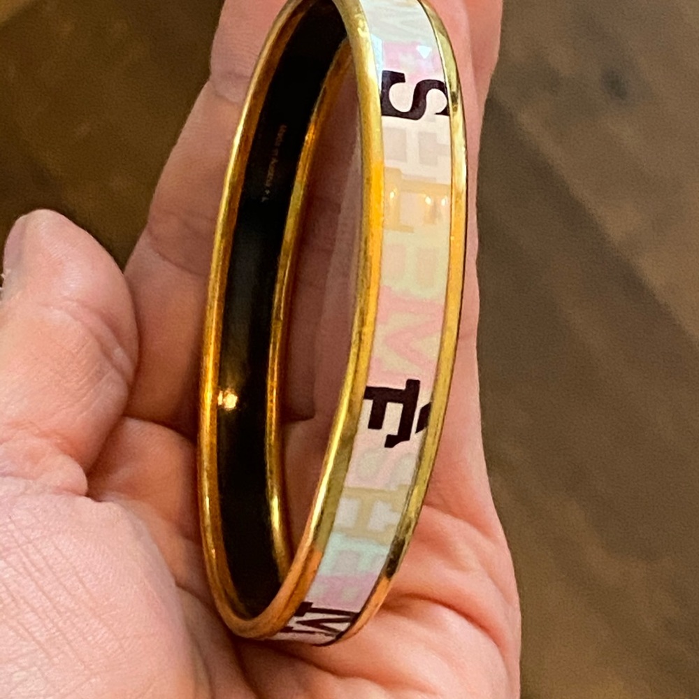 COPY - Hermès skinny printed gold enamel bangle